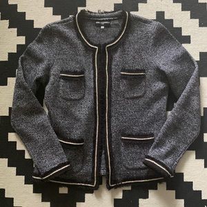 Karl Lagerfeld Wool Mix Blazer - Black with Silver Accents - Size Small